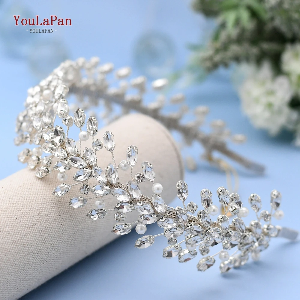 YouLaPan – serre-tête en strass pour mariage, élégant, fait à la main, diadème et couronne en perles, accessoires pour cheveux de mariée, coiffure, HP351