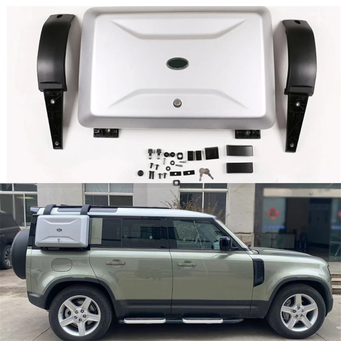 1 Pcs Silver Exterior Side Mounted Gear Carrier Box Fits for New Land Rover Defender 2020 2021 2022