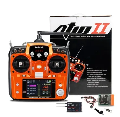 Radiolink AT10 II 12CH RC Transmitter and Receiver R12DS 2.4G DSSS&FHSS Radio Remote Controller for RC Drone/ Fixed Wing FPV