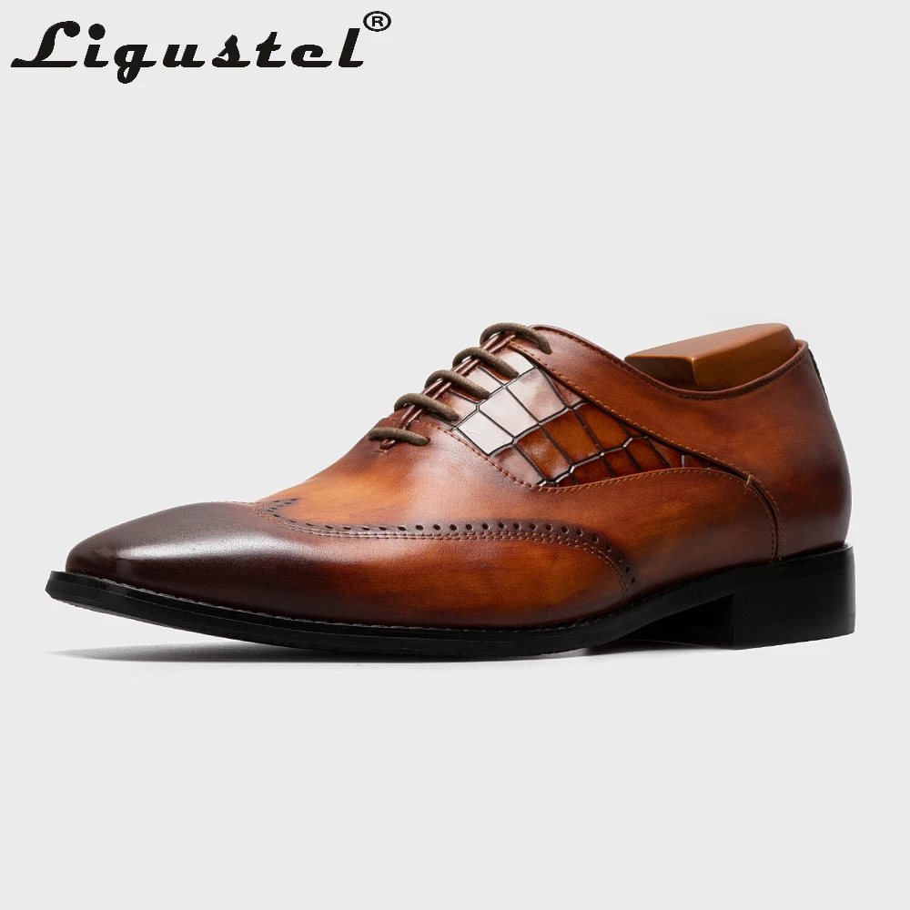 Shoes For Men Patina Leather Brown Shoes Fashion Luxly Goodyear  Wedding Office Designer Shoes Handmade Red Bottom Free Shipping