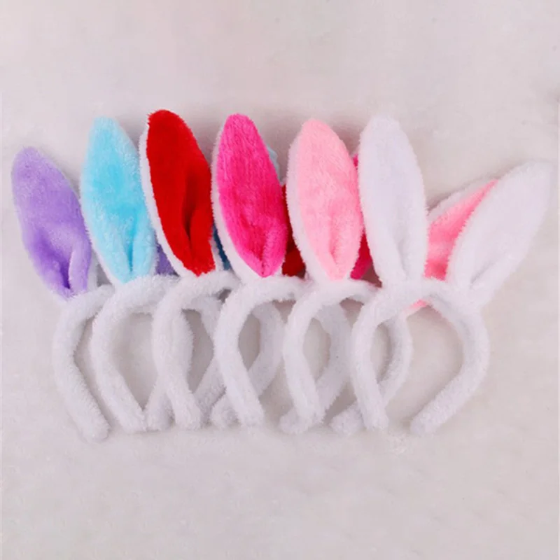 Halloween Easter Anime Cosplay Hair Band Cute Fluffy Rabbit Ears Hairbands For Women Headwear Female Bunny Hair Accessories