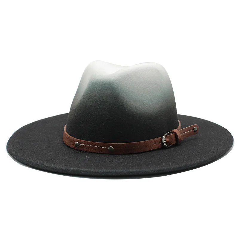 

2021 new Imitation Woolen Women Men Ladies Fedoras Top Hat Jazz Caps European American Round Caps Bowler Hats