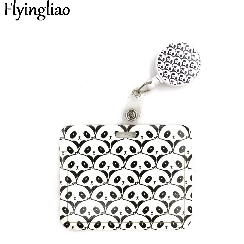 

Panda Anime Fashion Women Card Holder Lanyard Colorful Retractable Badge Reel Nurse Doctor Student Exhibition ID Card Clip Badge