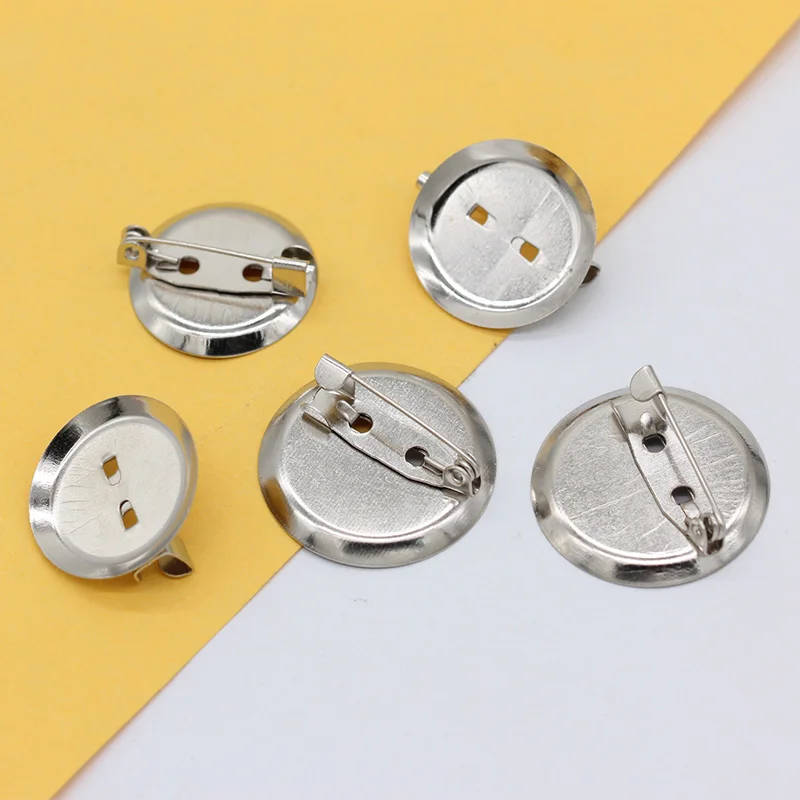 20pcs/lot Brooch Base with Clip and Safety Pin Cabochon Blanks Trays Cameo Cabochon Base Setting Supplies For DIY Jewelry Making
