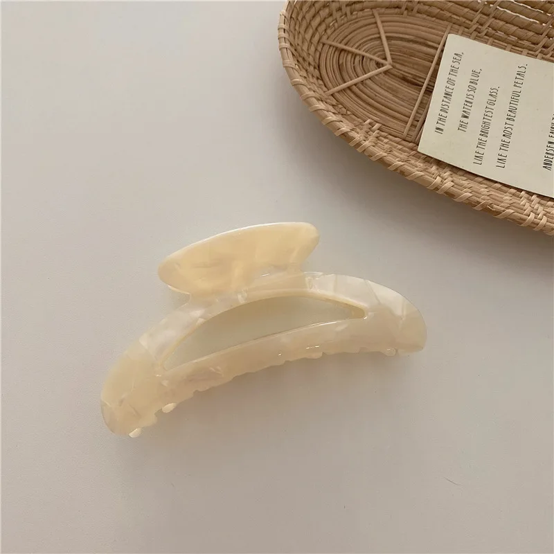 Acrylic Marble Textured Vintage Hair Claw Clamps Hair Crab Moon Shape Hair Clip Claws Solid Color Accessories Hairpin