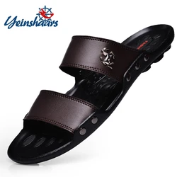 Sandalias informales de marca famosa para hombre, Zapatos de exterior, zapatillas transpirables, chanclas de verano, Zapatos de playa, Sandalias de cuero, Zapatos Ho