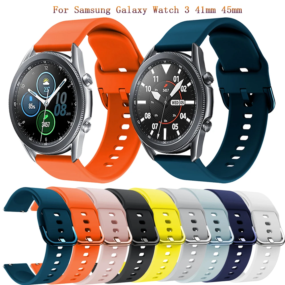 20 22mm Soft Silicone Strap For Samsung Galaxy Watch 3 41mm 45mm Smart watch bracelet For Galaxy Watch3 Wrist Straps Accessories