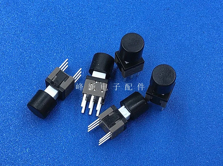 With hat mini mini mini straight plug 6-pin small self-locking switch button with lock key switch with light touch and lock
