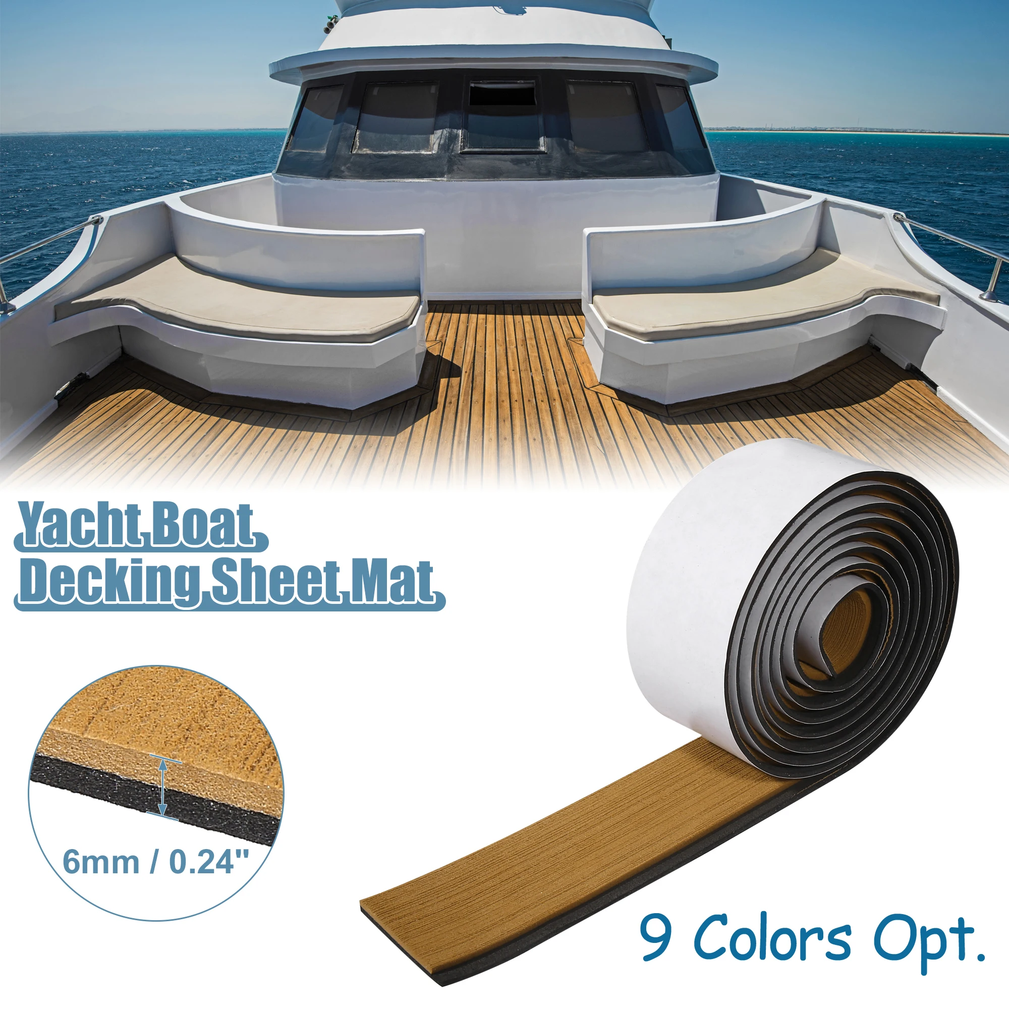 X Autohaux 2400x57x6mm 2400x600x5mm EVA Foam Teak Decking Mat Marine Flooring Mat for Boat Yacht Marine Deck Pad Self-Adhesive