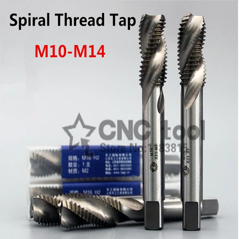 New 5PCS M10/M10*1/M10*1.25/M12/M12*1/M14/M14*1.5 high speed steel machine taps spiral groove machine tap,Spiral Thread Tap