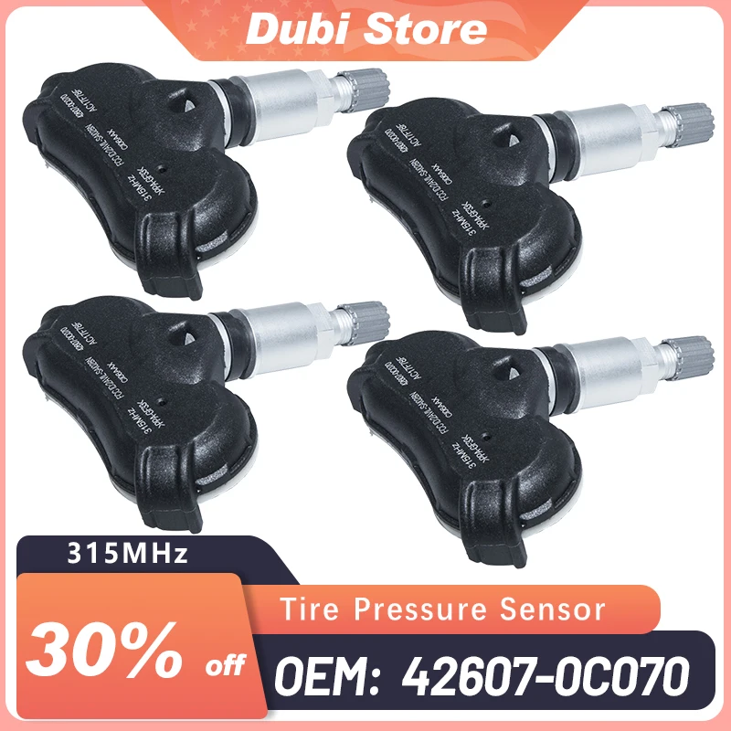 

1-4Pcs Tire Pressure Sensors For Toyota Sequoia 2008-2013 Sienna 2007-2013 Tundra 2006-2014 315MHZ 42607-0C070 42607-0C050 TPMS