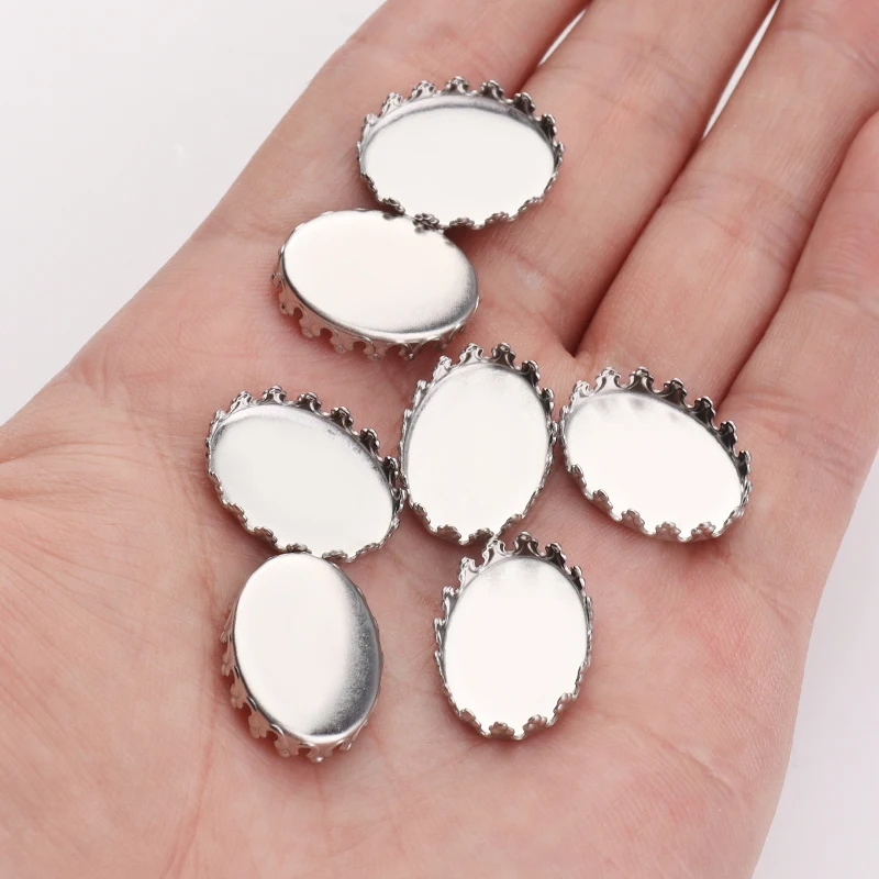 20 sztuk/partia 13x1 8/18x25mm owalne ze stali nierdzewnej pokrywa piwa puste baza Cabochon Gems ustawianie Bezel taca DIY two... — zdjęcie 7