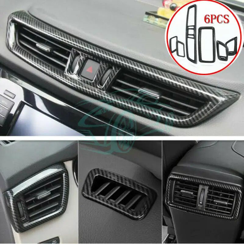 

Fit For Nissan Rogue/X-TRAIL 2014-2018 Interior Carbon Fiber style Air Vent Cover Trim 6Pcs