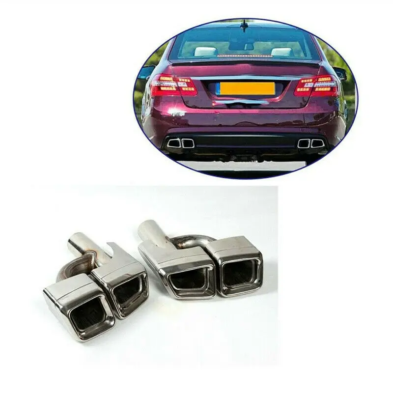 Stainless Steel Exhaust Pipe Tip Muffler Trim Tail Throat For Mercedes-Benz C E Class AMG W212 W204 W205 W218 C63E63 Car Styling