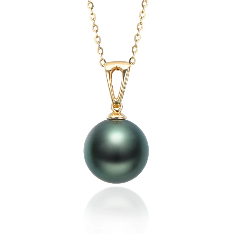 

MADALENA SARARA 10-11mm Natural Black Tahiti Pearl 18K Pendant Women Necklace Au750 Made