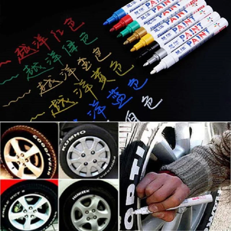 

Motorcycle Auto Car Wheel Tyre Tire Pen Marker Paint Waterproof Colorful Car Wheel Tyre Tire Tread Paint Markers Car Accessories