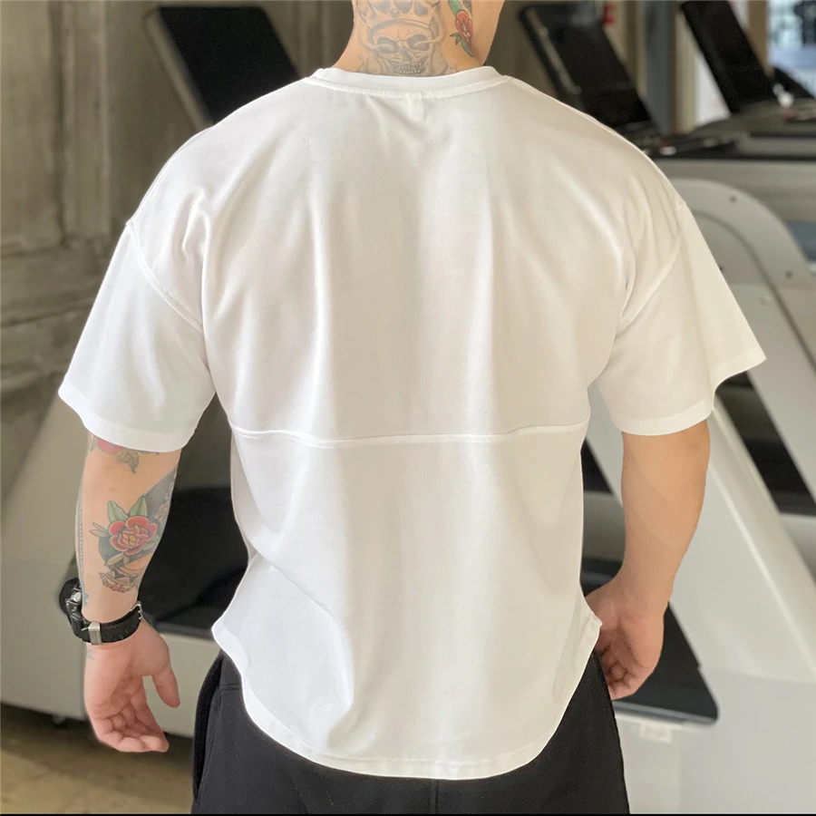 2021 maglietta muscolare da uomo Bodybuilding Fitness uomo top canottiere in cotone Plus maglietta di grandi dimensioni maglia di cotone manica