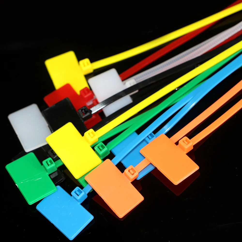 50pcs Color Nylon Label Cable Ties 4x150mm Wire Fixing Binding Marker Pen Cable Ties White/Black/Red/Green/Yellow/Orange/Blue