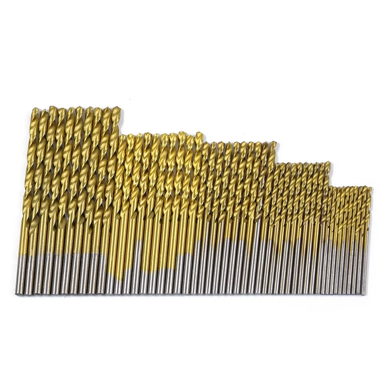 50Pcs HSS 티타늄 코팅 고속 강철 트위스트 드릴 비트 세트 도구 핸드 툴 전원 부품 골드 1.0mm/1.5mm/2.0mm/2.5/3.0mm