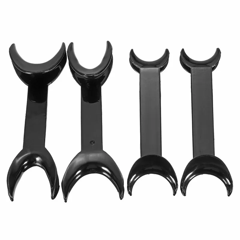 4pcs Dental Tool T-Shape Black Intraoral Cheek Lip Retractor Opener Double Head Orthodontic Teeth Mouth Opener Size Small+Large