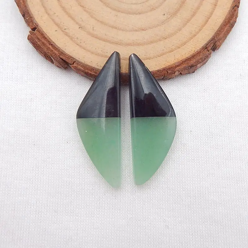 

Sale 1Pair Natural Stone Obsidian Green Aventurine Earring Bead 35x12x4mm 5g Fashion Jewelry Women Earrings Accessories