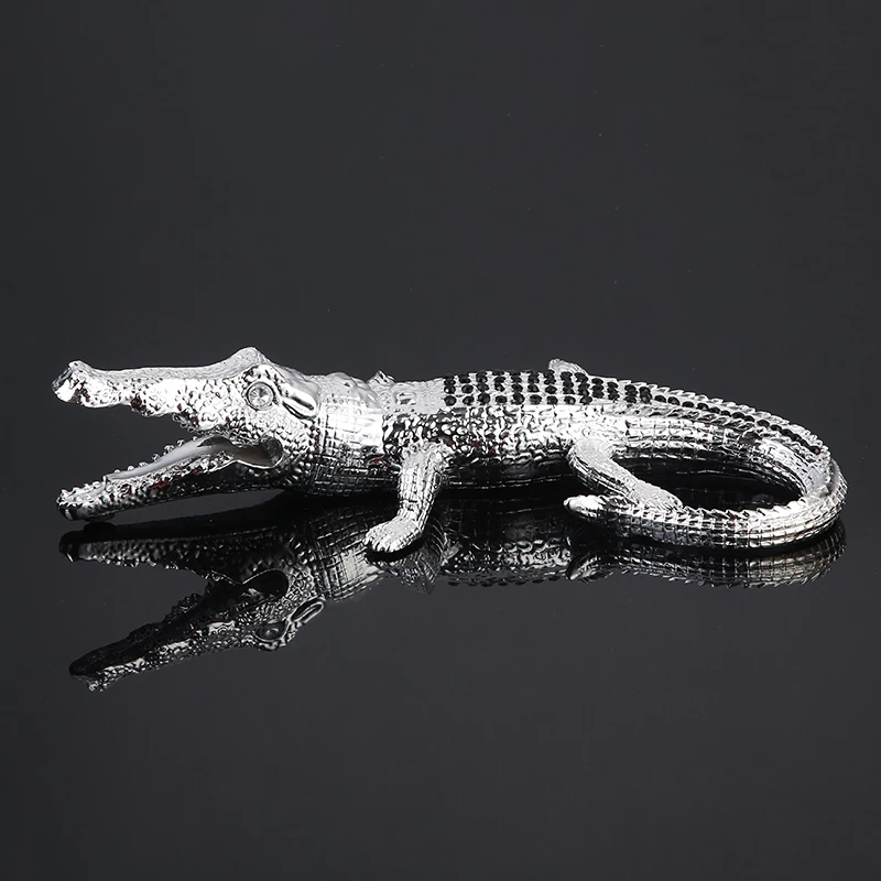 Rhinestone Crocodile Miniature Electroplated Resin Alligator Figurine Predator River Wild Animal Decor Desktop Ornament Craft