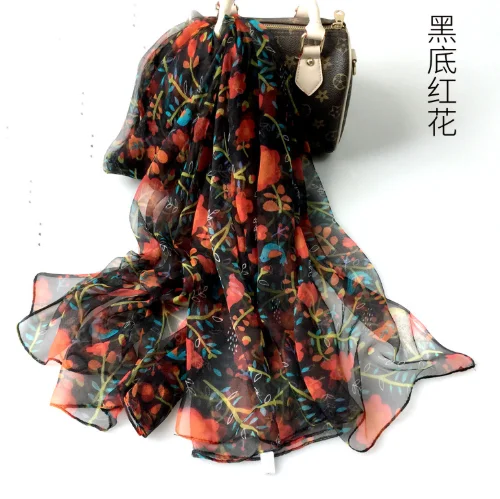 

172X105CM Pure Silk Ladies Scarf 2020 New Design Long 100% Silk Shawl Scarf Women Flower Printed Thin Silk Scarves Echarpes