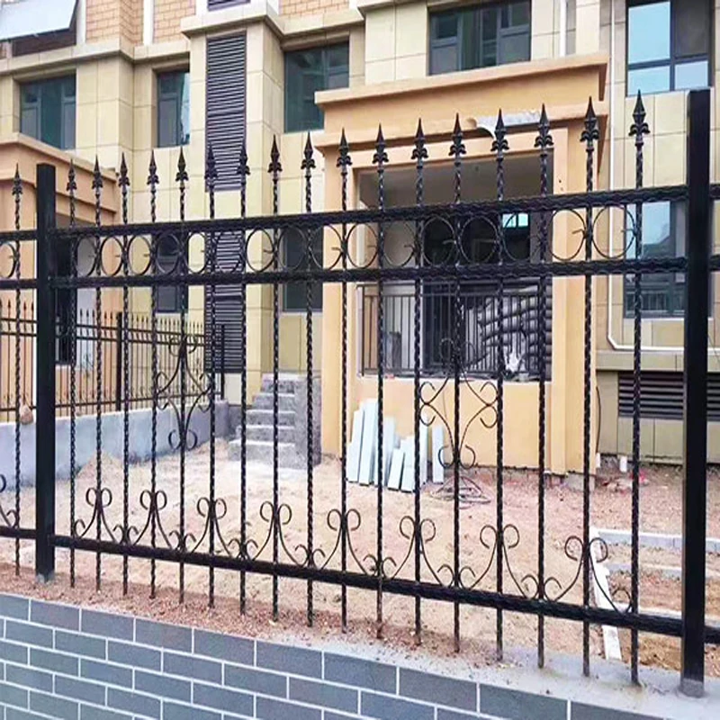 New Design Wrought Iron Fence Panel Steel Metal Picket Ornamental Fence