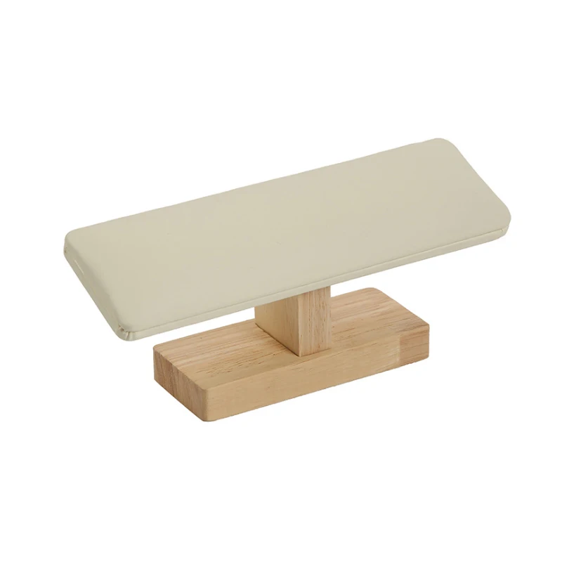 Display T-bar Bangle Holder White PU Bamboo Wood Watch Bracelet Chain Stand Shelf Watch Display Rack Jewelry Storage Organizer