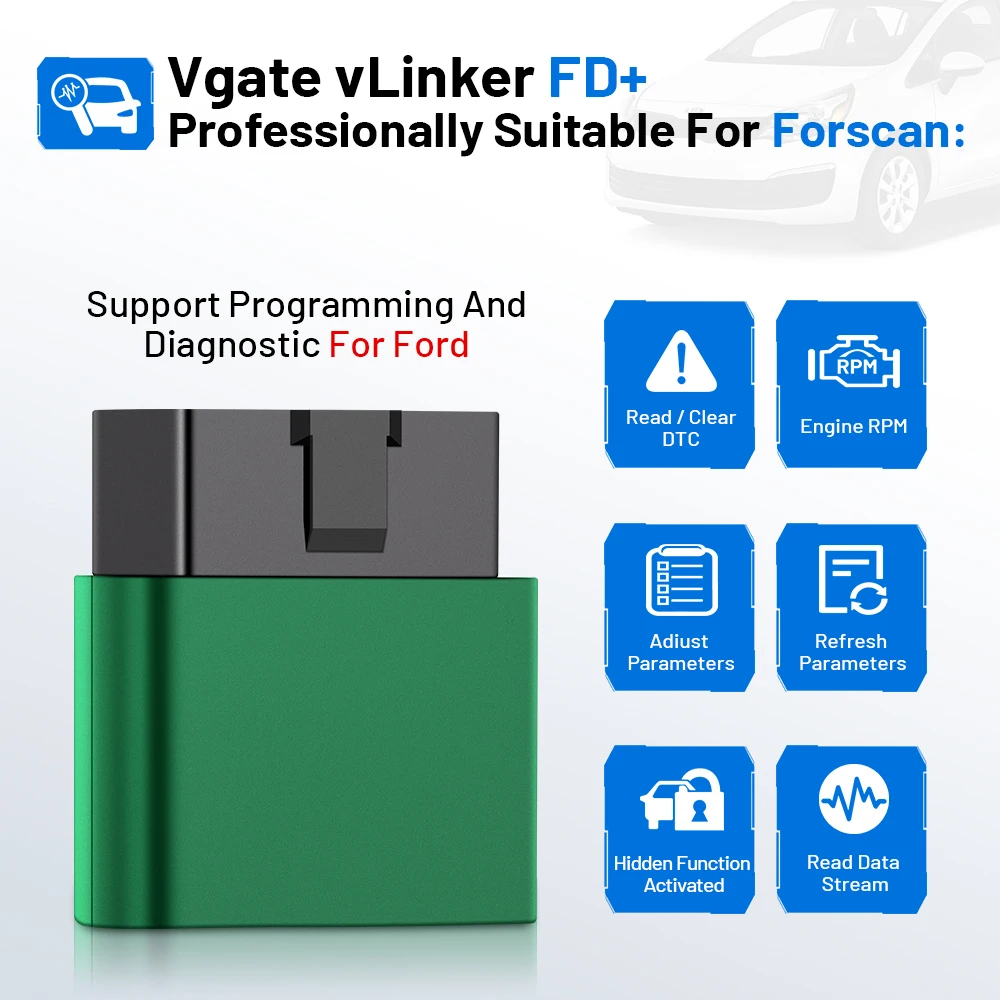 Vgate vLinker FD+ ELM327 Bluetooth-compatible 4.0 FORScan wifi OBD2 Car Diagnostic OBD 2 Scanner J2534 Auto Tool For Ford