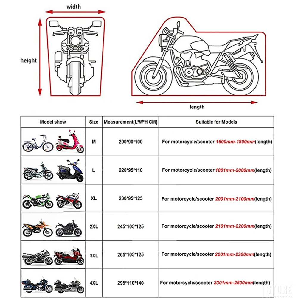 Dustproof Motorcycle cover Outdoor Uv Protector Scooter Covers FOR Yamaha yz 125 xt 660 bws 100 125 yfz 450 nmax 155 tmax 500