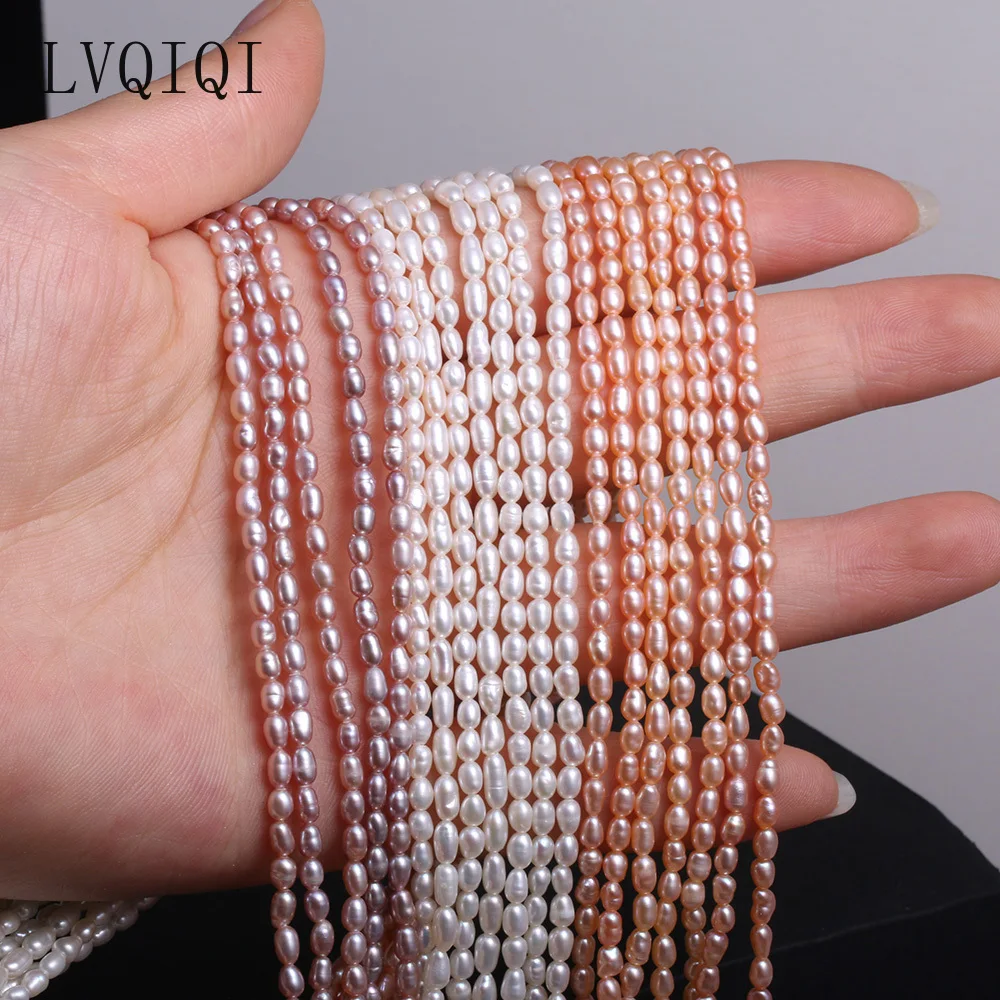 Natural Freshwater Pearl Beaded High Quality Rice Shape Punch Loose Beads For Making Jewelry DIY Bracelet Necklace Accessories