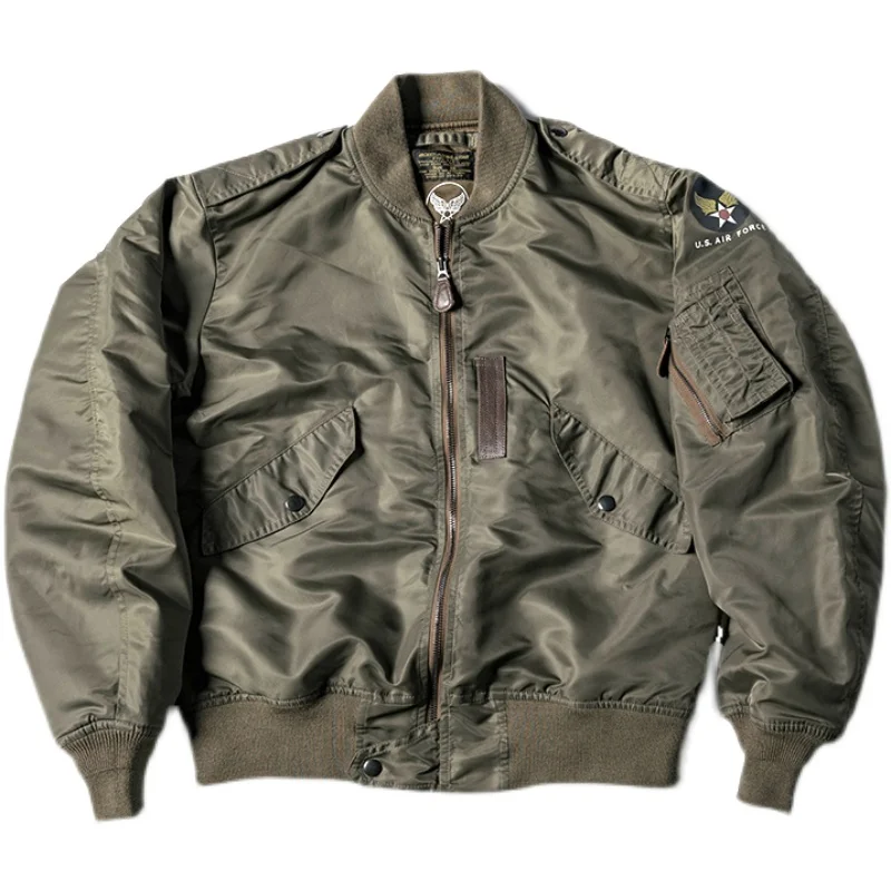 Bronson USAF L-2 Flying Jacket Nylon Flight Bomber Men\'s Jacket Olive Drab MA-1