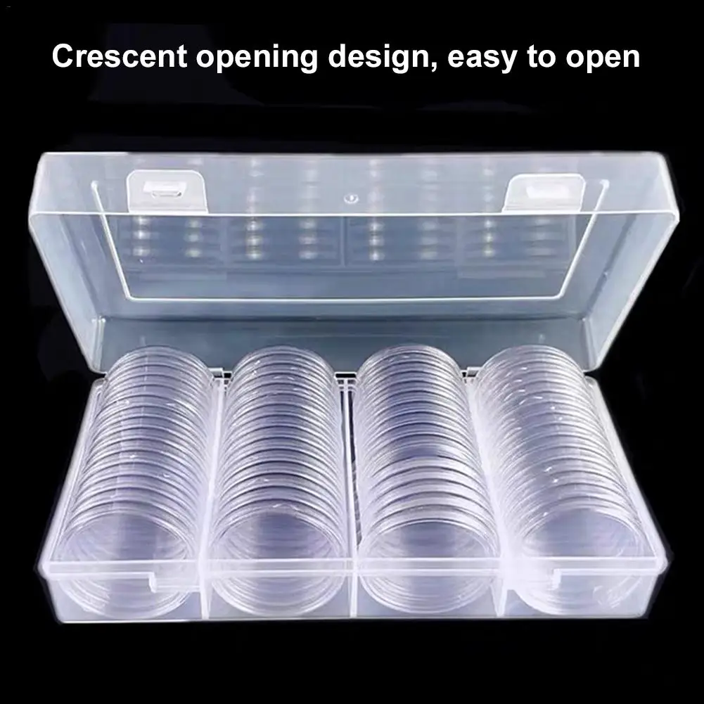 New 60pcs 40 Mm Silver Eagles Coin Capsules Coin Case Transparent Coin Holder Storage Container Box For Coin Collection Store