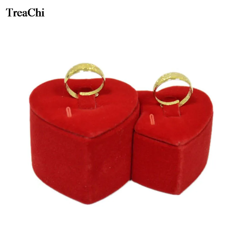 

Lovely Red Velvet Ring Jewelry Display Tower Wedding Lover's Double Ring Display Storage Holder Stand 2Pcs/Lot 10*5.5*4.5CM