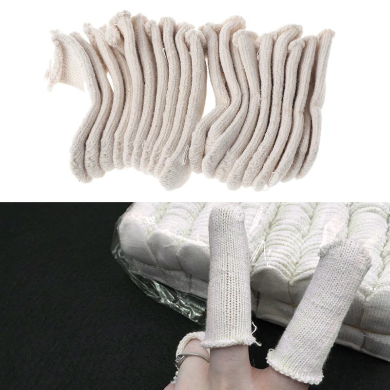 20Pcs Cotton Finger Guards Cots Avoid Prints Clean Polish Craft Tool