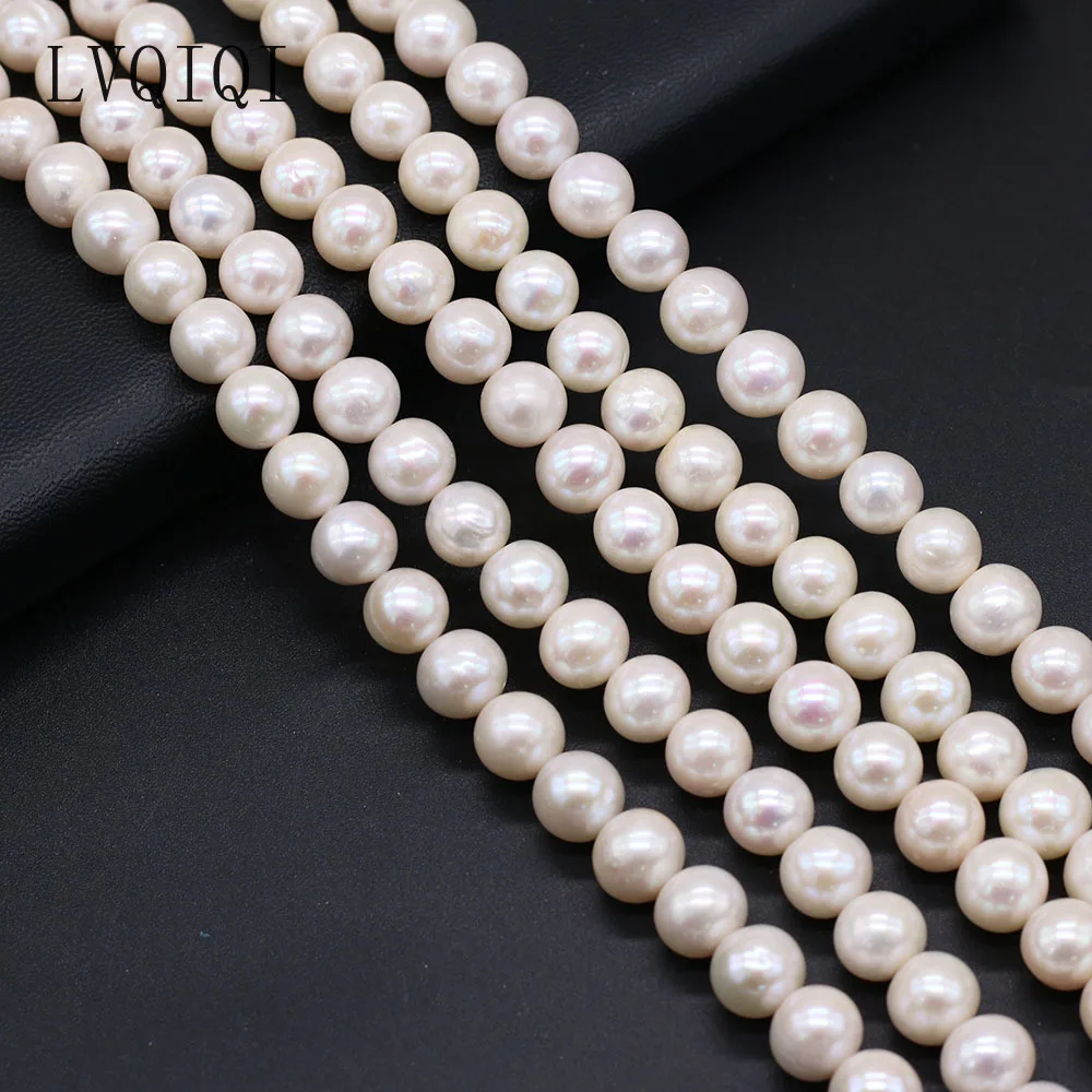 LVQIQI Top Natural Freshwater Pearl White Round Loose Pearls For Jewelry Making DIY Charms Bracelet Necklace Earring Accessories