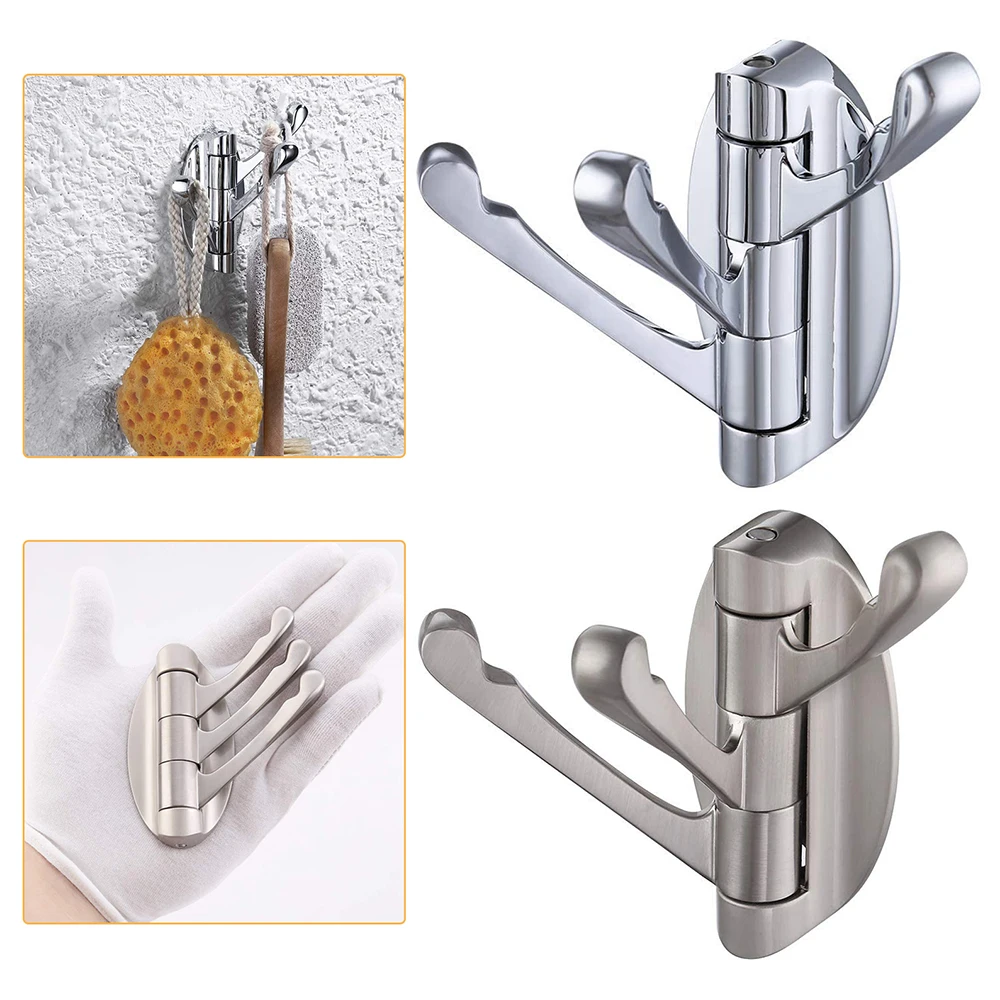 

Solid Metal Coat Hook, Folding Swing Arm Swivel Hook, Multi 3 Foldable Arms for Bathroom, Kitchen, Garage, Wall Mount