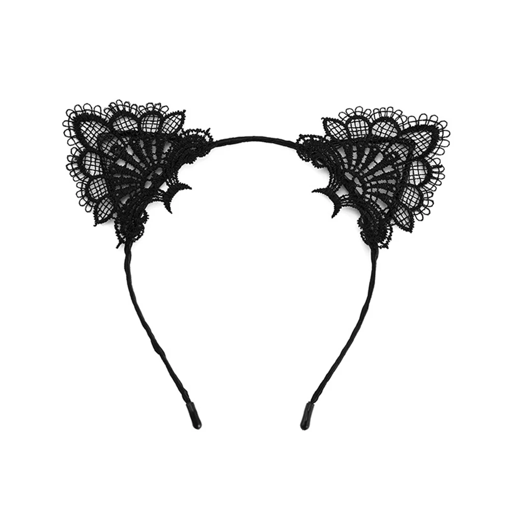 Lace Cat Ears Headband Women Girls Hair Hoop Party Decoration Sexy Lovely Cosplay Halloween Costume Hair Accessories