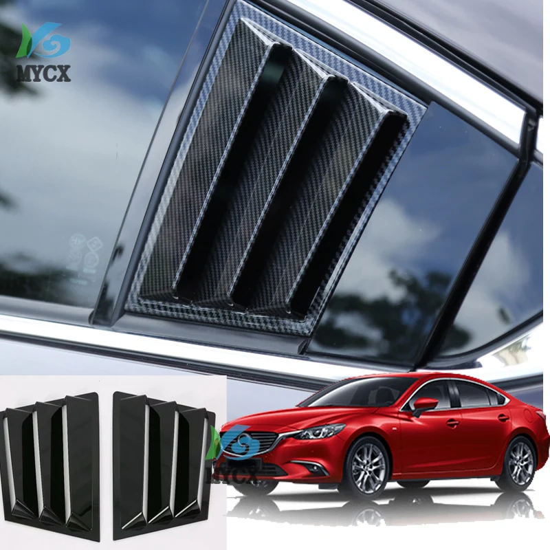 

for Mazda 6 m6 Atenza 2017 2018 2PCS ABS Carbon fiber Black RED ABS Rear Window Quarter Louver Cover Car Styling Accessories