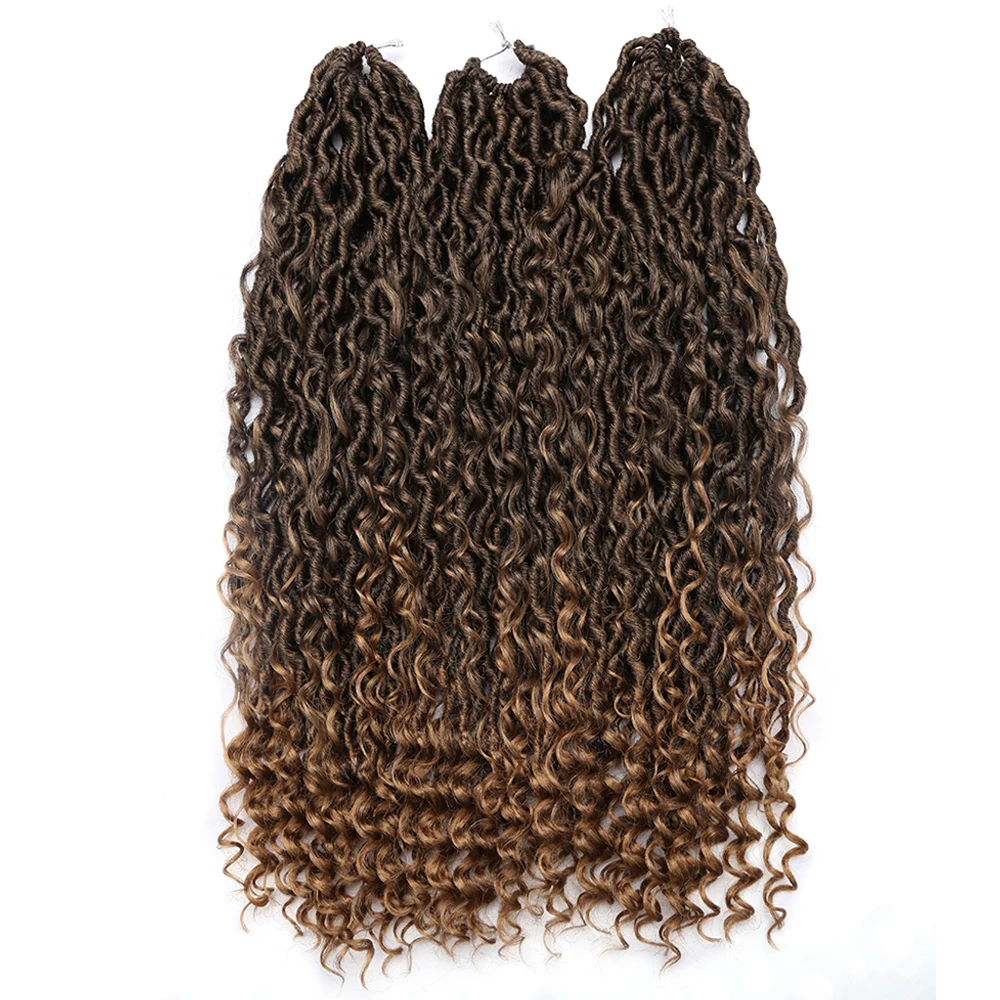 Synthetische Göttin Locs Häkeln Haar Zöpfe Lockige Faux Locs Flechten Haarverlängerungen Perücke Für Frauen Schwarz Hippie Boho Stil – Detail 9