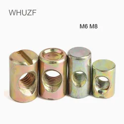 WHUZF 10pcs M6 M8 Barrel Bolts Cross Dowel Slotted fittings for Beds Crib Chairs Horizontal Hole Nut Hammer Nut