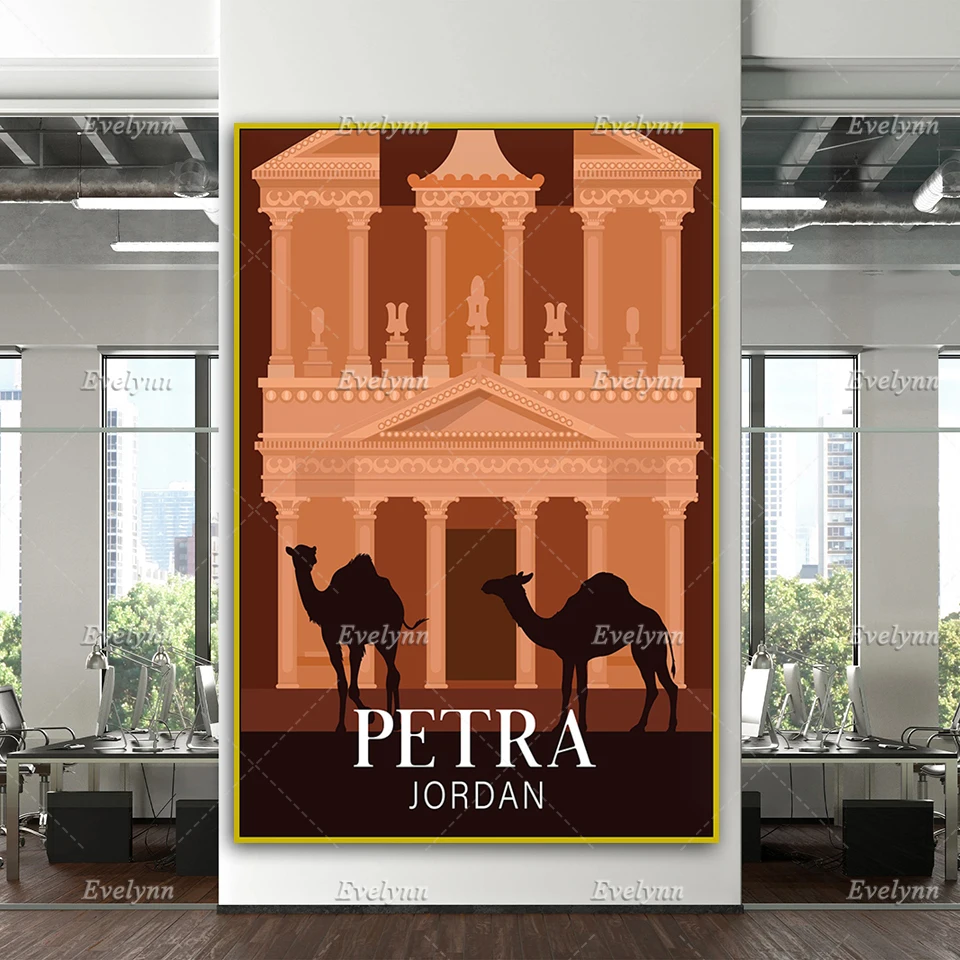 Petra Travel Poster, Jordan Travel Print,Retro Jordan Print, Petra Wall Art, Jordan Travel Poster,Home Decor Canvas Unique Gift