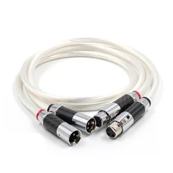 Para wysokiej jakości kabel XLR Hifi Pure 7N OCC posrebrzany kabel Audio z najwyższej jakości wtyczką XLR z włókna węglowego