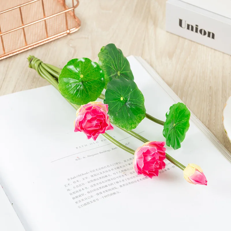 27cm Lange Lotus Gemischt Farbe Künstliche Blume Lebensechte Wasser Lilie Micro Landschaft für Hochzeit Teich Garten Gefälschte Pflanzen Decor – Detail 4