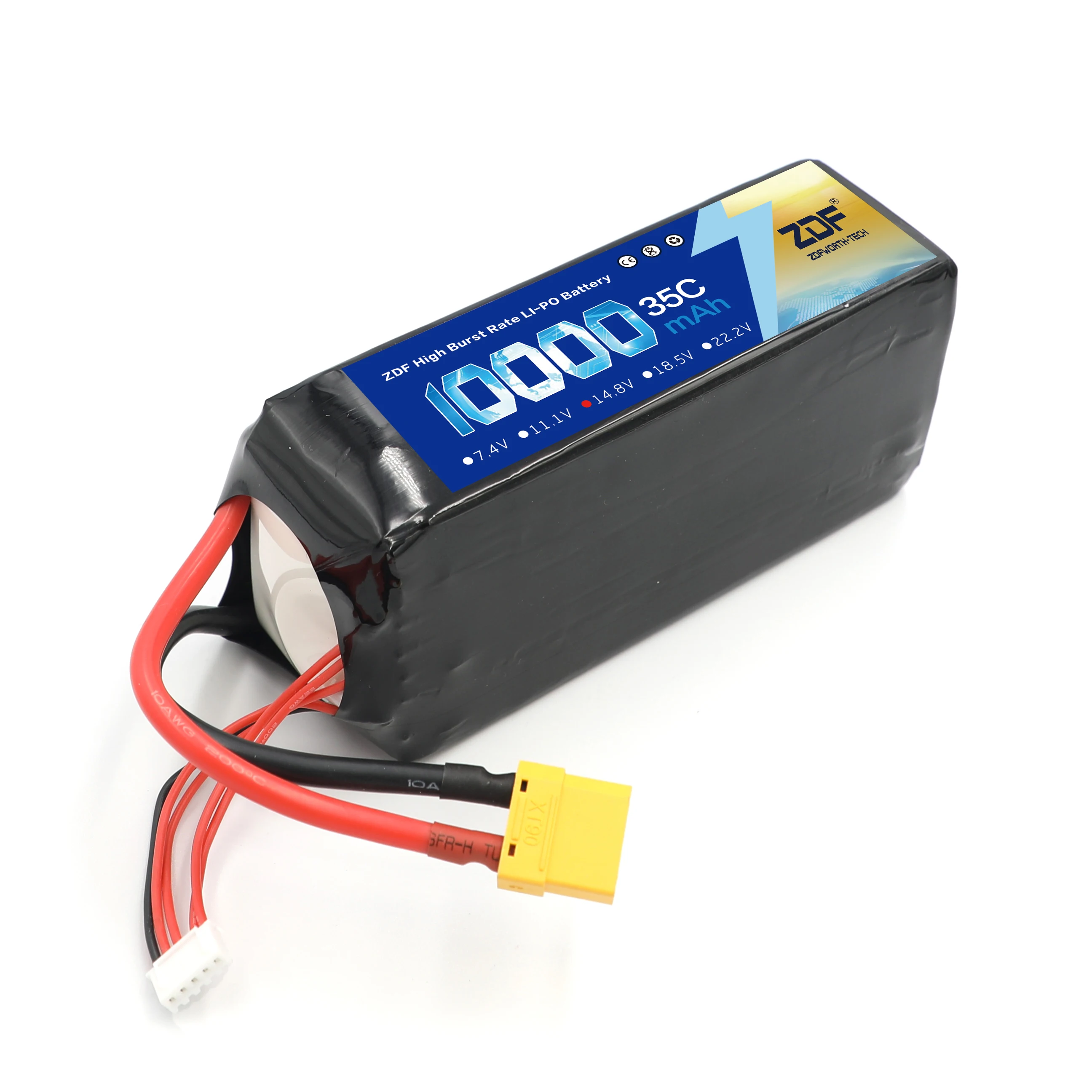 ZDF 14.8V 4S 10000MAH 35C max 70C RC Lipo Battery for Airplane Helicopter speeding car Boat FPV Drone UAV