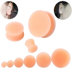 Pair Silicone Ear Gauge Flexible Soft Double Flared Saddle Ear Plugs Skin color Ear Stretchers Tunnels Expanders Body Jewelry