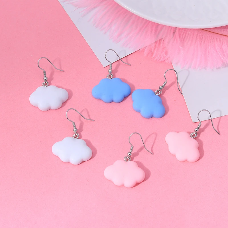 Fashion Cute Sweet Summer Candy Colour Resin Cloud Drop Earrings Punk Jewelry For Cool Women Girl Friendship Gifts