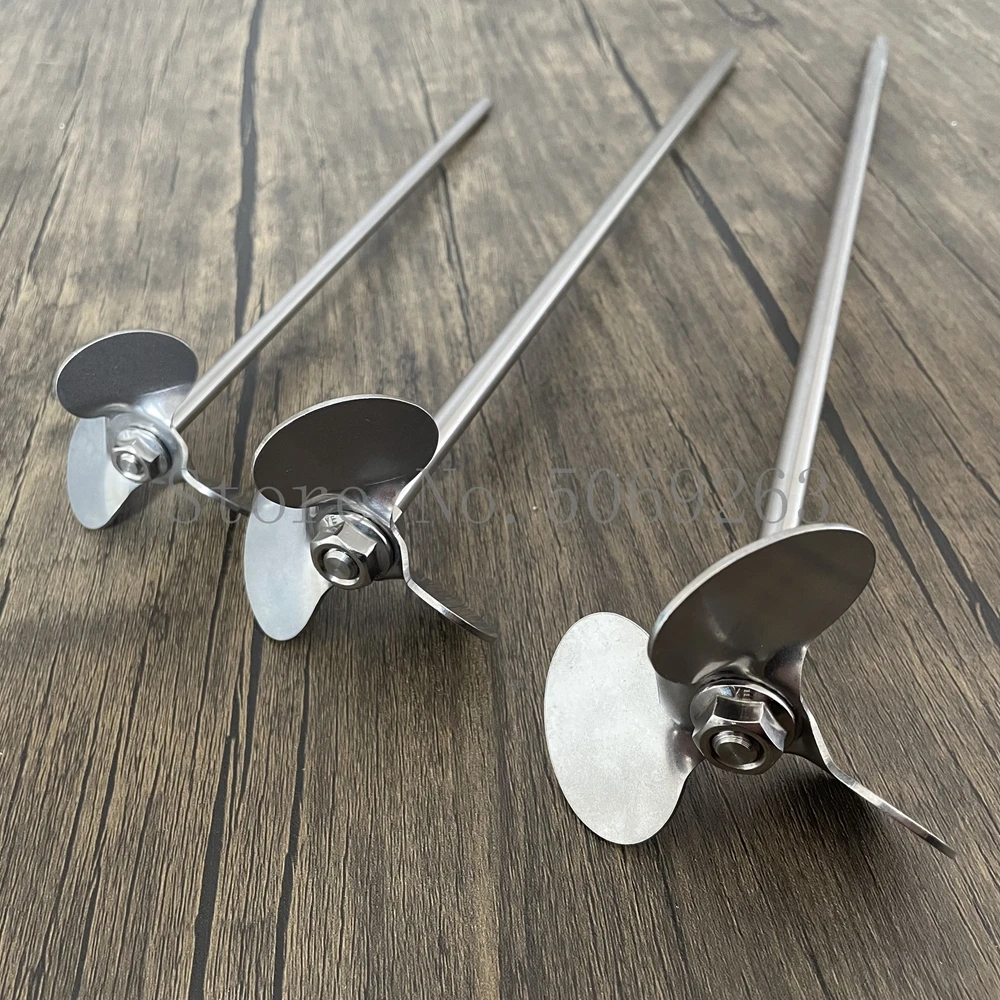 1Set Lab Roestvrij Staal Roterende DIA40mm Tot 120Mm Drie Blade Propelle Met Agerende Roerstaafje, hoek Graden Van Blade: 30 °