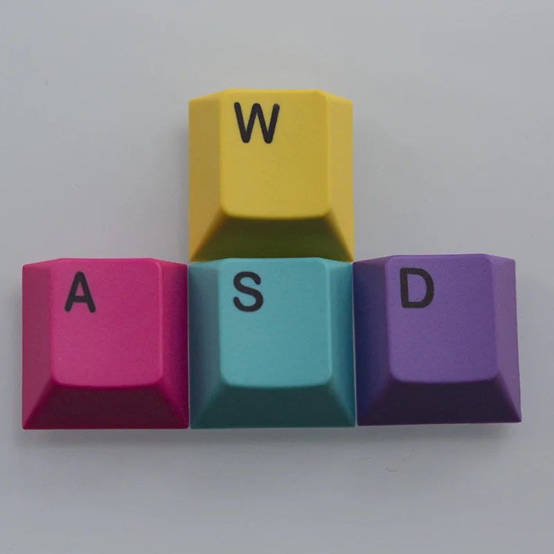 PBT Keycaps Thermal Dye Sublimation Direction Buttons WSAD up, Down, Left and Right Rainbow-Colored Keyboard game Keycaps